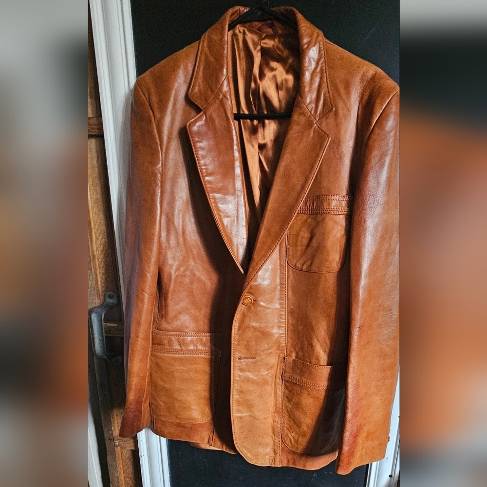 William Barry Tan Leather Sport Coat